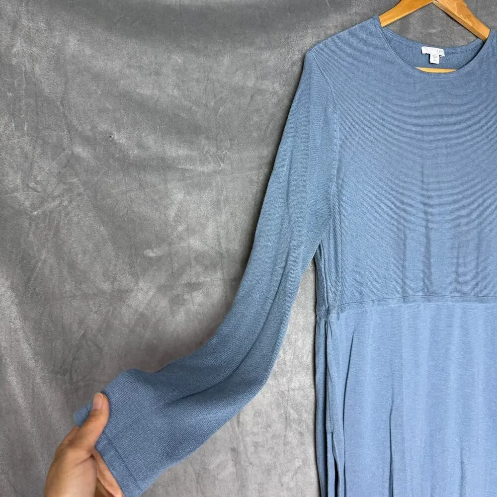 J Jill Women’s L Tall Grace Blue‎ Tunic Sweater Dress Heather Wool Blend Stretch